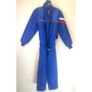 Vtg 70's Polaris Unisex One Piece Blue Snowmobile Suit Full Zipper Pocket Medium